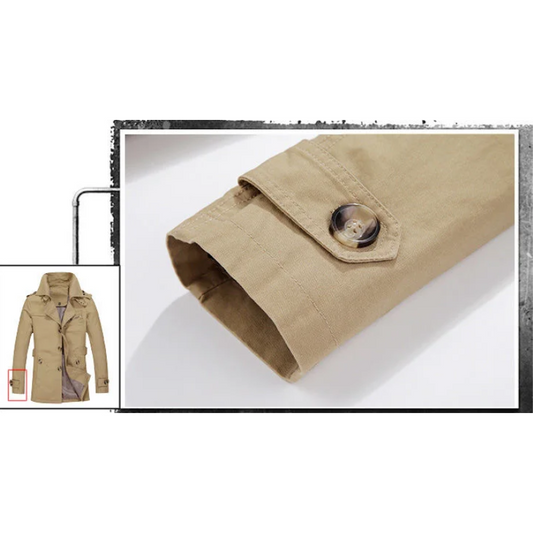 Men's Winter Trench Coat - Timeless Elegance with Belt Loops and Button Placket
